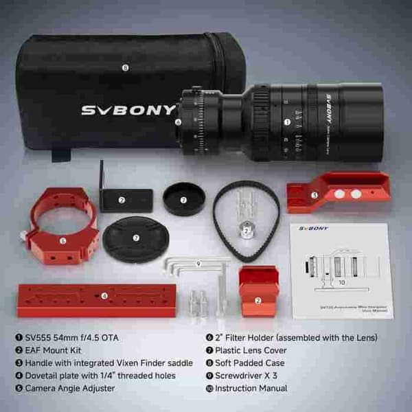 Svbony SV555 APO 54mm Astrofotograferingteleskop, Fullformat Teleskop Kameralins f/4.5, Manuell bländarjustering