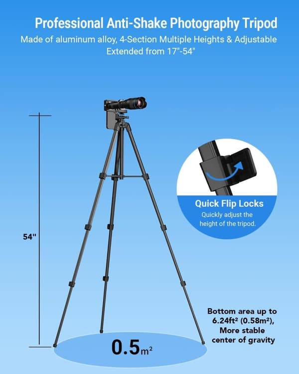 APEXEL Kraftig 60X Teleobjektiv for iPhone Kameralinse og Stativ for Måneskue / Fritid