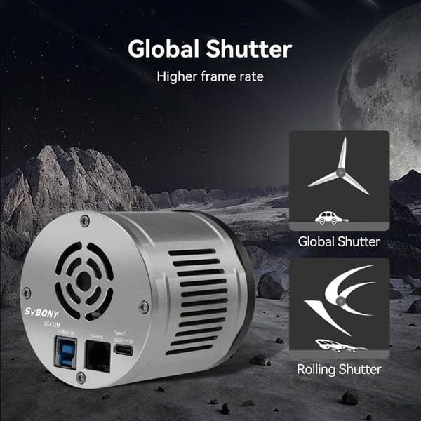 Svbony SC432M Monokrom Planetkamera för Teleskop, IMX432 Astronomikamera med Global Slutare och Stora Pixlar