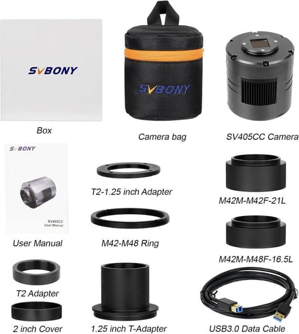 Svbony SV405 Färgekamera med TEC-kylning, 11.7MP USB3.0 Okular Teleskop, IMX294 CMOS-sensor med AR-beläggning, för Astrofotografi