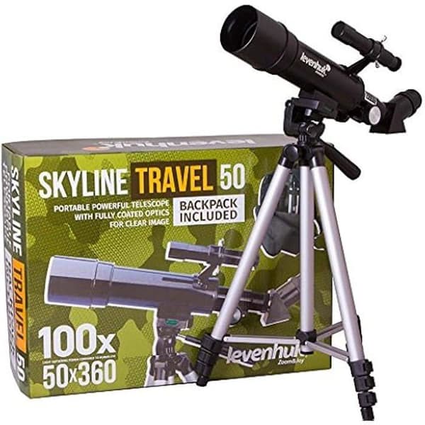 Refraktorteleskop - LEVENHUK - Skyline Travel 50 - 135x Förstoring - Kompakt och Lätt - Tillbehör Ingår