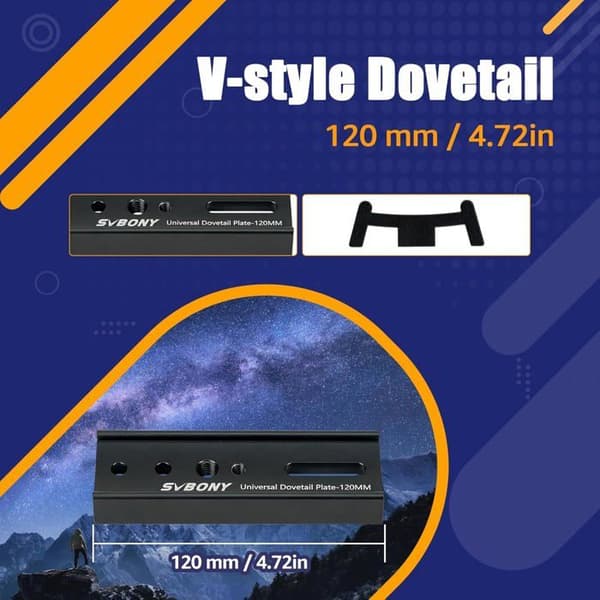 Svbony SV219 Teleskop 4,72" Monteringsplatta för V-formad skena Teleskop 120mm för OTA Stativ Ekvatorell (Svart)