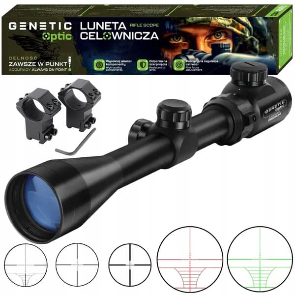 3-9x40 MIL-DOT GENETIC OPTIK RIFFON -KIIKARI, LUJASTI VALMISTETTU, ENSILUOKKAINEN