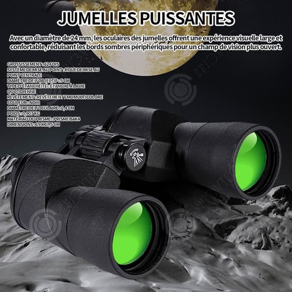 INN Kikare 12x50 centralt fokushjul flerfärgad fmc-beläggning bak4 prisma okular diameter 2,4 cm vuxen kikare
