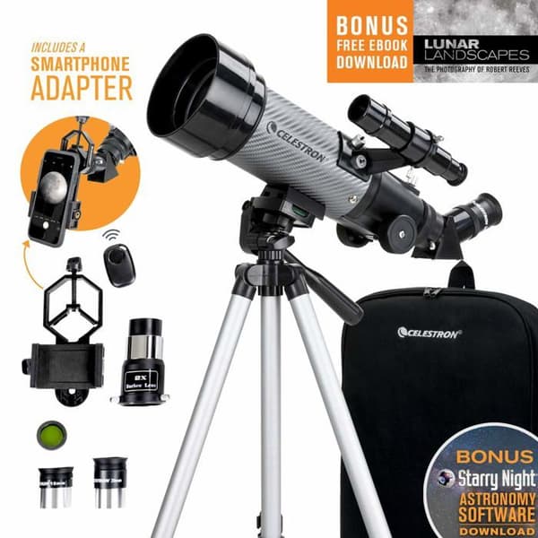 Celestron - 22035 - Travel Scope 70 DX Portable Telescope med Smartphone Adapter och Bluetooth Trigger