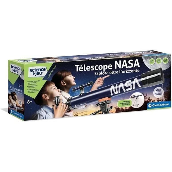 Clementoni - Vetenskap och lek - NASA 50 mm objektteleskop - Stativ utdragbart upp till 127 cm