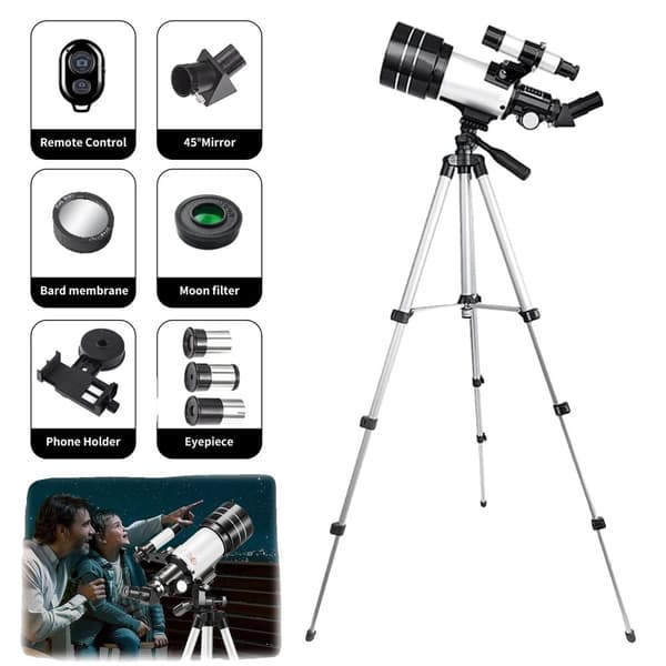 Astronomisk, 70 mm bländare, 300 mm brännvidd,Teleskop