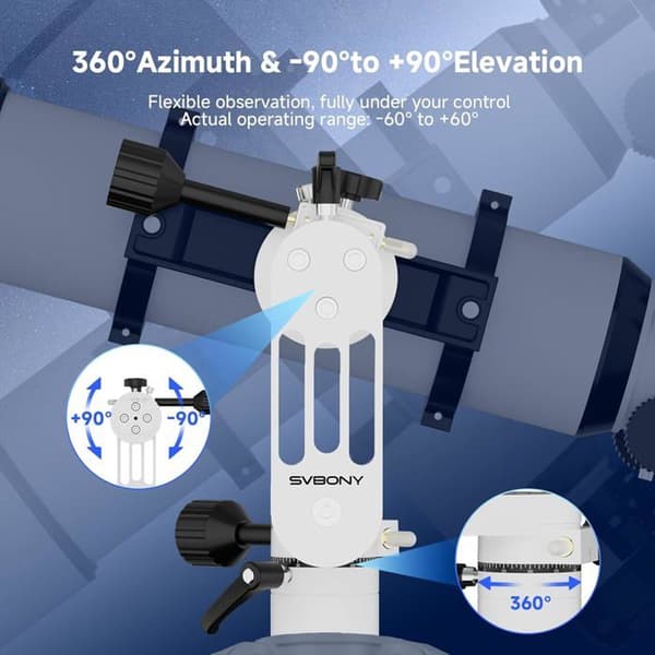Svbony SV225 Mini alt-azimutal teleskopställ, lastkapacitet 5 kg, aluminium Alt-Az-ställ, CNC-hålig struktur