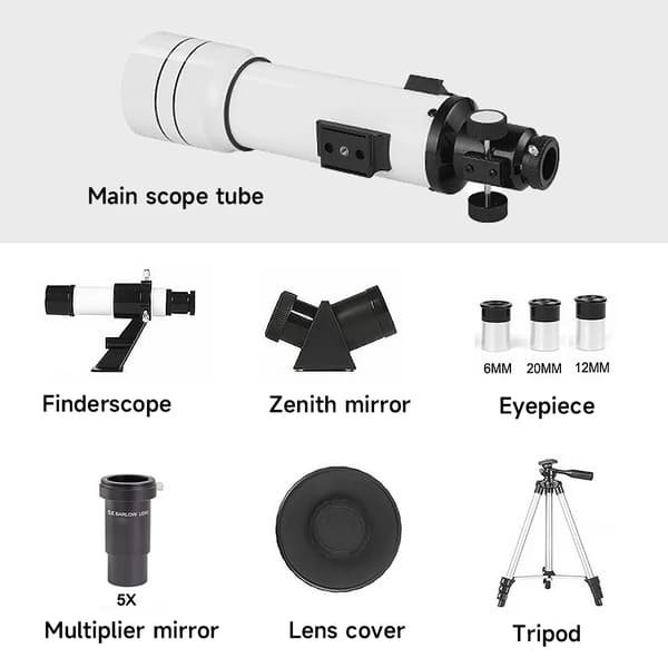 Astronomiskt teleskop, 70 mm bländare, 400 mm brännvidd, 333X förstoring,40070