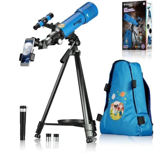 Refractor teleskop - BRESSER - JUNIOR 70/400 - 70 mm - Förstoring 20x-100x - Ryggsäck ingår