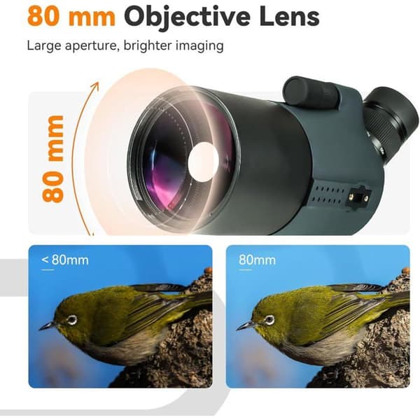 Svbony SV41Pro Mini teleskop för observation Maksutov coudé 28-84 x 80 mm, med SC001 och universell platta för svansraket och SV182