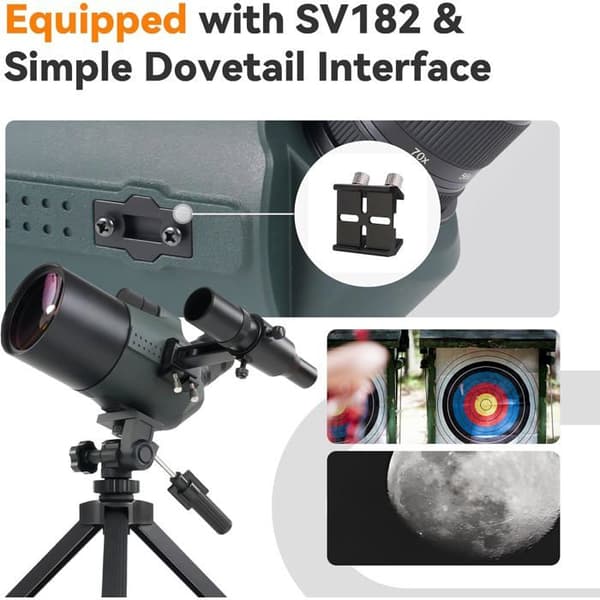 Svbony SV41Pro Mini teleskop för observation Maksutov coudé 28-84 x 80 mm, med SC001 och universell platta för svansraket och SV182