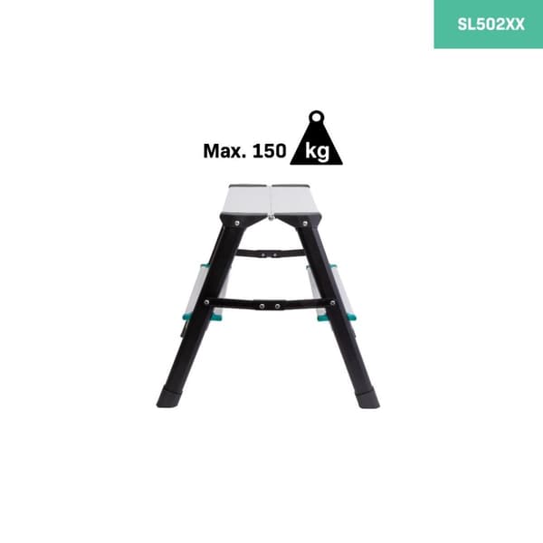 VONROC Arbejdsbuk | Trappestige - 2 trin | Dobbeltsidet - antislip | Max. kapacitet 150kg
