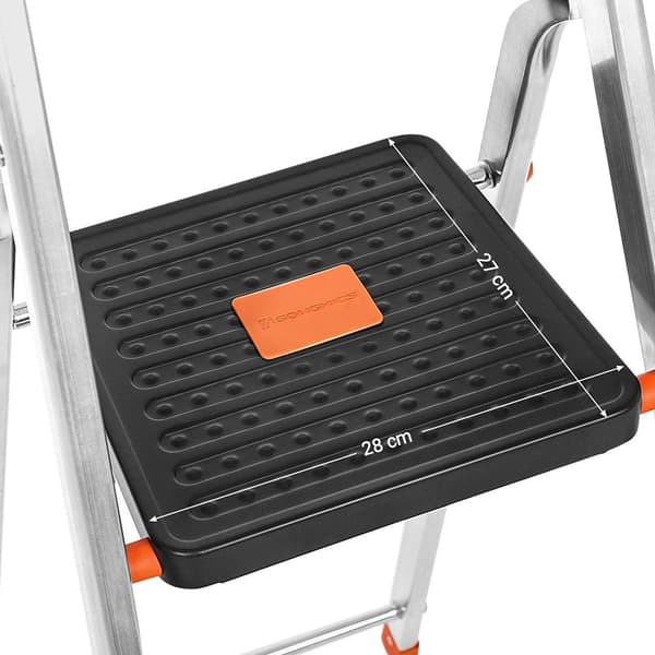Rotstege - Steg - Vikbar - Aluminium - Tippskydd - Verktygsbricka - Svart - Orange