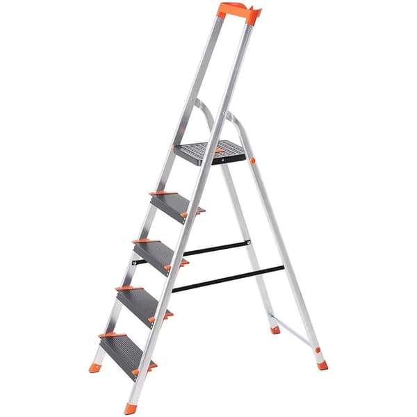 Rotstege - Steg - Vikbar - Aluminium - Tippskydd - Verktygsbricka - Svart - Orange