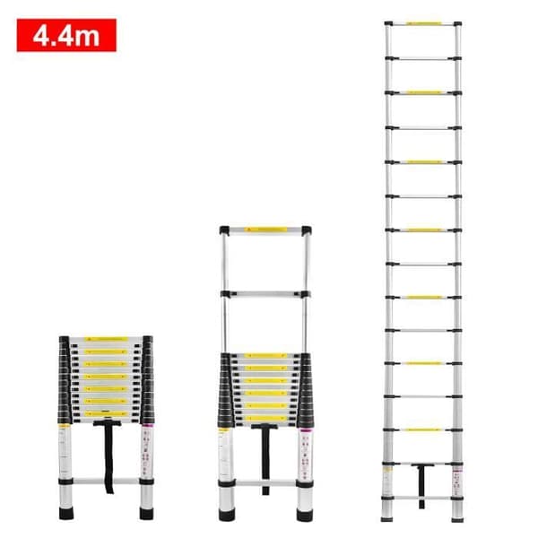 XMTECH multifunktions teleskopstege i aluminium - 15 stegpinnar - Maximal belastning 150 kg - Silver