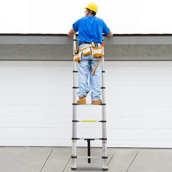 XMTECH 2,6M bärbar multifunktions teleskopstege i aluminium, maximal belastning: 150 kg - 9 stegpinnar, silver