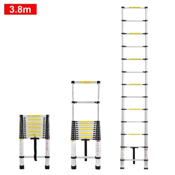 Teleskopstege - XMTECH - 3.8M - Aluminium - Maximal belastning 150 kg - 13 steg