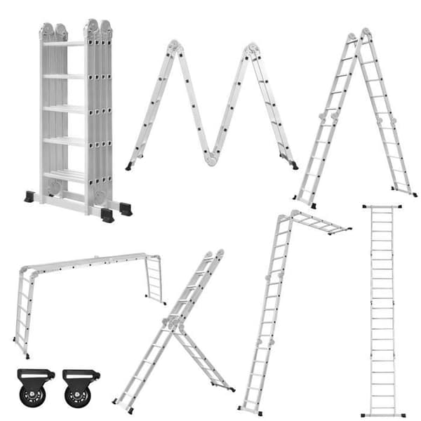 Multifunktions hopfällbar stege - XMTECH - 584cm - Aluminium - 6 i 1 - Last 150 kg