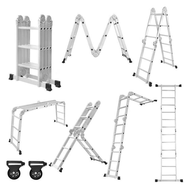Multifunktions hopfällbar stege - XMTECH - 340cm - Aluminium - 6 i 1 - Last 150 kg