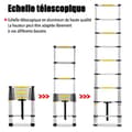 Miniatyrbild 3 av 4: LZQ teleskopstege i aluminium - 9 stegpinnar - 2,6 m - Lastkapacitet 150 kg