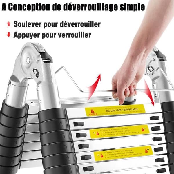 Teleskopisk hopfällbar aluminiumstege - LZQ - 16 stegpinnar - 150 kg