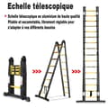 Miniatyrbild 3 av 4: LZQ teleskopstege - Gul-svart - Fällbar - 1,9+1,9m - 12 steg - 150 kg