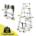 Miniatyrbild 2 av 4: Fällbar teleskopstege med multifunktion i aluminiumlegering - XMTECH - 1,4m+1,7m - 150 kg - 11 steg