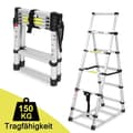 Miniatyrbild 1 av 4: Fällbar teleskopstege med multifunktion i aluminiumlegering - XMTECH - 1,4m+1,7m - 150 kg - 11 steg