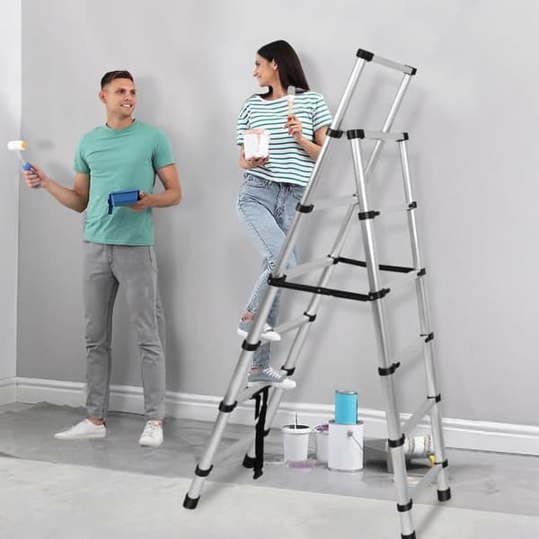 Teleskopstege - XMTECH - 1,7m+2m - Maximal belastning 150 kg - 13 steg - Aluminium