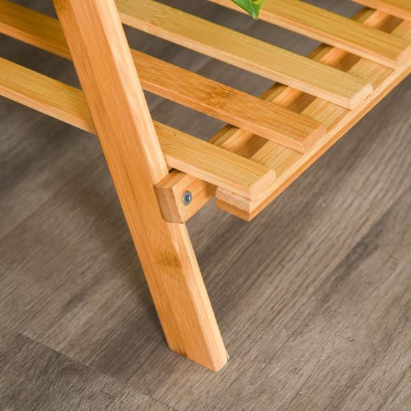 Rootz-istutuskone - Kukkateline - 3-kerroksinen tikapuuhylly - Kiipeilyteline - Bambu - Luonnollinen - 70L x 40W x 103-143K cm