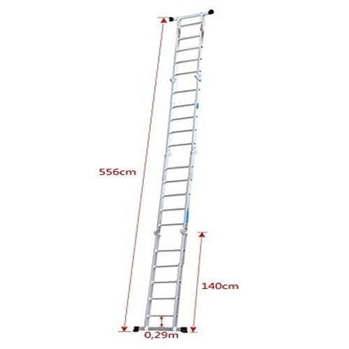 YUENFONG 4x5 multifunktionsstege i aluminium med 6-i-1-plattform, multifunktionsstege 550 cm, hopfällbar multifunktionsstege