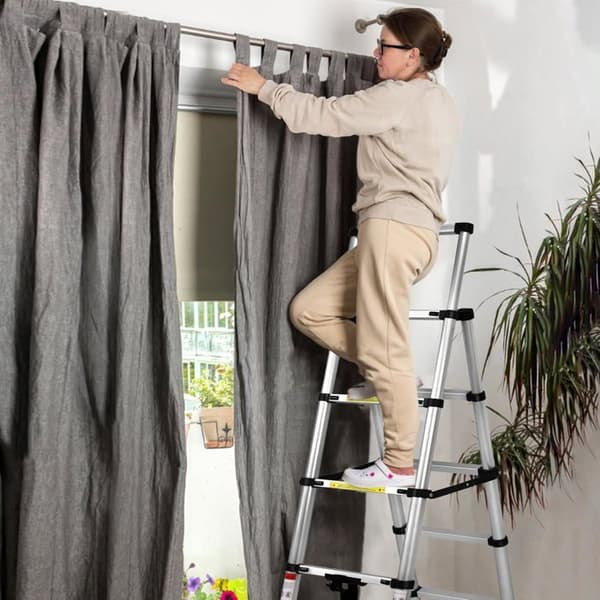 YUENFONG Fällbar teleskopstege, 1,4 m + 1,7 m, aluminium, halkfri, multifunktion, A-ram, maxlast: 150 kg