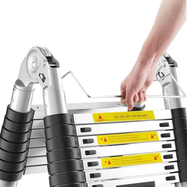 YUENFONG Fällbar teleskopstege 5m - Aluminium - Halkfri - Multifunktion - Maximal belastning: 150 kg (2,5+2,5m)