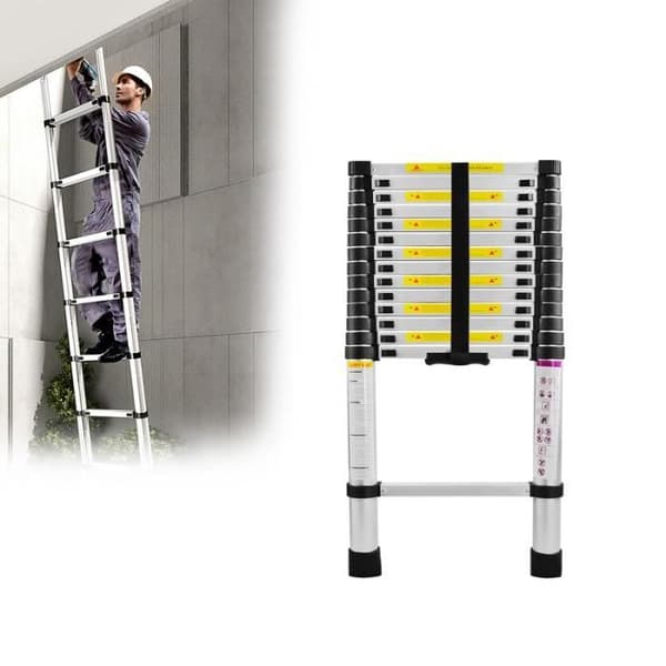 YUENFONG Teleskopstege i aluminium 4,2 m - Halkfri - Multifunktion - Glidstege - Maximal belastning: 150 kg