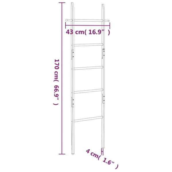 The Living Store håndklædestige 170 cm massivt valnøddetræ - Stiger
