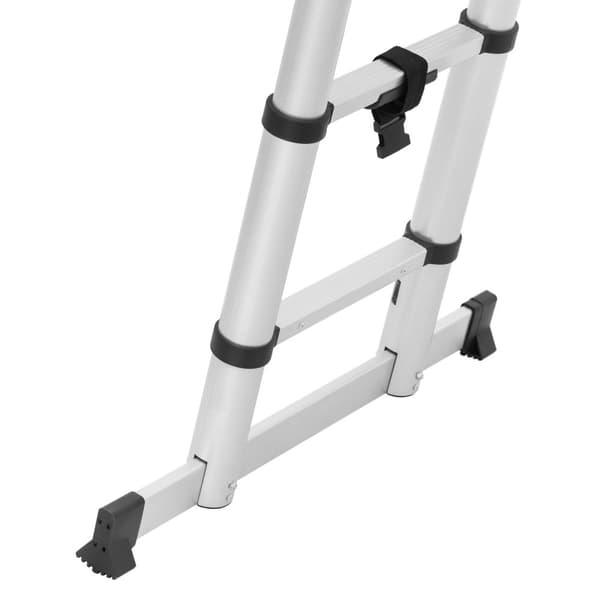 Hopfällbar teleskopstege - 12 steg - Aluminium - Höjd: 0,85–1,85/3,80 m - MSW