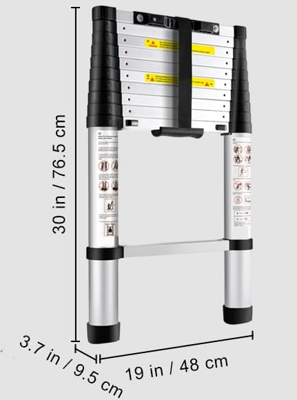 10,5 fot/320 cm 170 kg lastkapacitet säker teleskopisk stege, hög stabilitet, en knapp indragning, lätt att bära och förvara