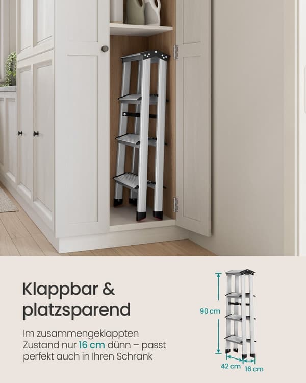 Rootz foldestige i aluminiumslegering - Trinskammel - Let, robust - 78 cm x 42 cm x 81,5 cm - 150 kg Kapacitet