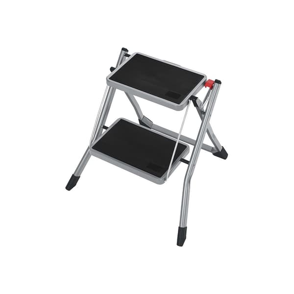 Rootz 2-stegs trappstege - Fällbar trapppall - Stabil konstruktion - Stål - 50cm x 59,5cm x 44cm