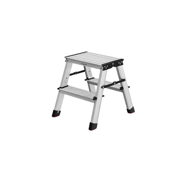 Rootz 2-stegs stege - Stegpall i aluminiumlegering - Fällbar stegpall - Halkfria steg - 45 cm x 35,5 cm x 38 cm