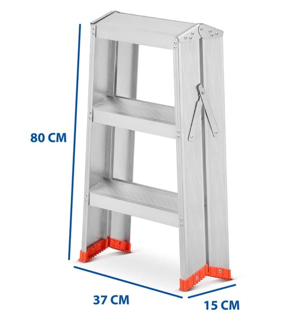 Professionell aluminiumstege, 2x3 steg, EN-131-certifierad, 150 kg kapacitet