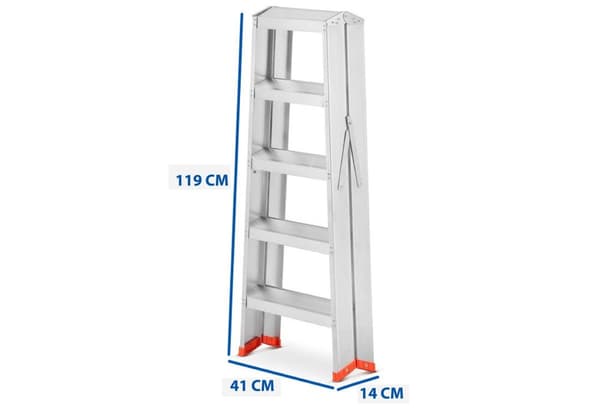 Professionell tungalu aluminiumstege, 2x5 steg, 3.13m räckvidd, EN-131-certifierad