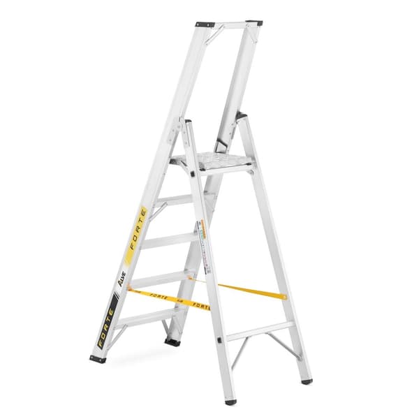 ALOSS Professionel Aluminiumsstige - 5 trin, 150 kg kapacitet, EN-131 certificeret til byggepladser og lagerhuse