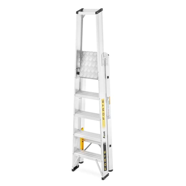ALOSS Professionel Aluminiumsstige - 5 trin, 150 kg kapacitet, EN-131 certificeret til byggepladser og lagerhuse
