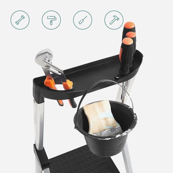 Trappa - vikbar - 5 steg - aluminium - upp till 150 kg