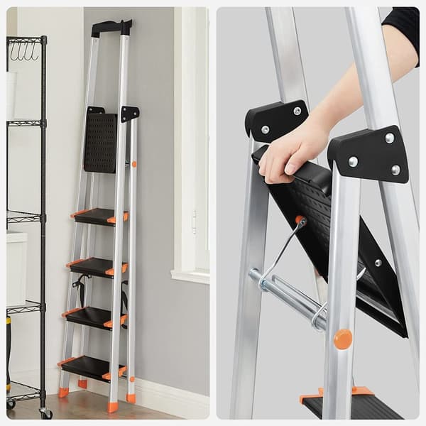 Trappa - vikbar - 5 steg - aluminium - upp till 150 kg