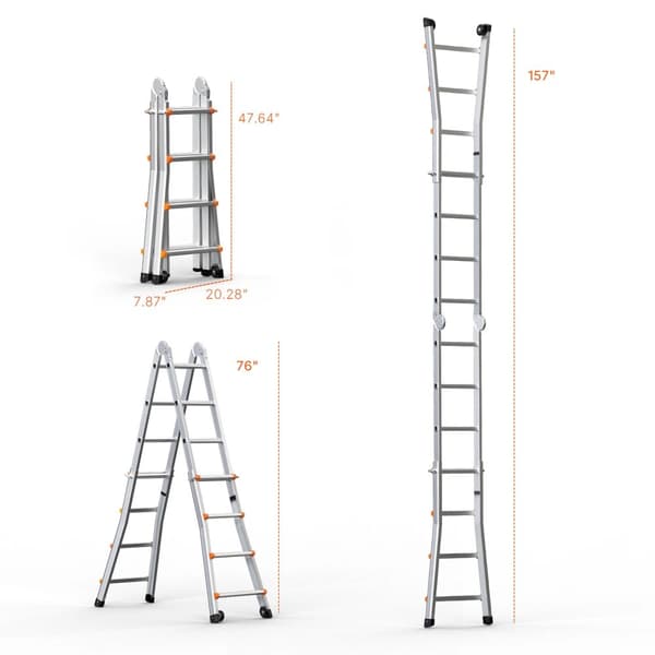 Teleskopstege, 150 kg belastningskapacitet, kompakt och lättviktig design,4,0 m