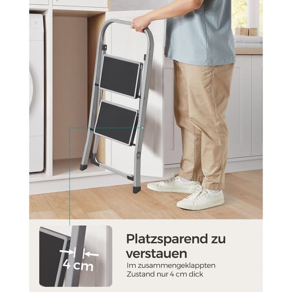 Hopfällbar stege, SONGMICS GSL12WT, 45,5x82 cm, Grå.