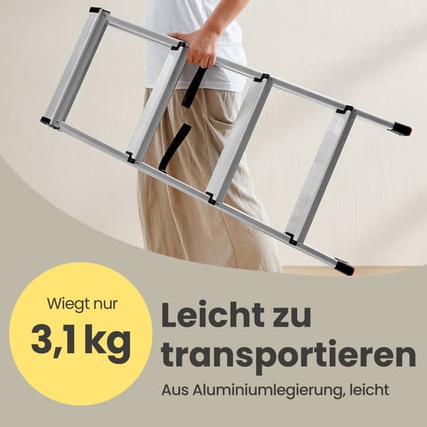 Trappa, aluminiumstege med 2 antislipsteg, vikbar stege